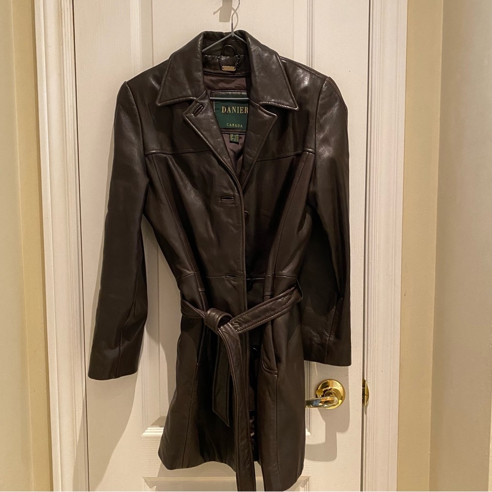 Danier Women's Brown Leather Coat Genuine Leather